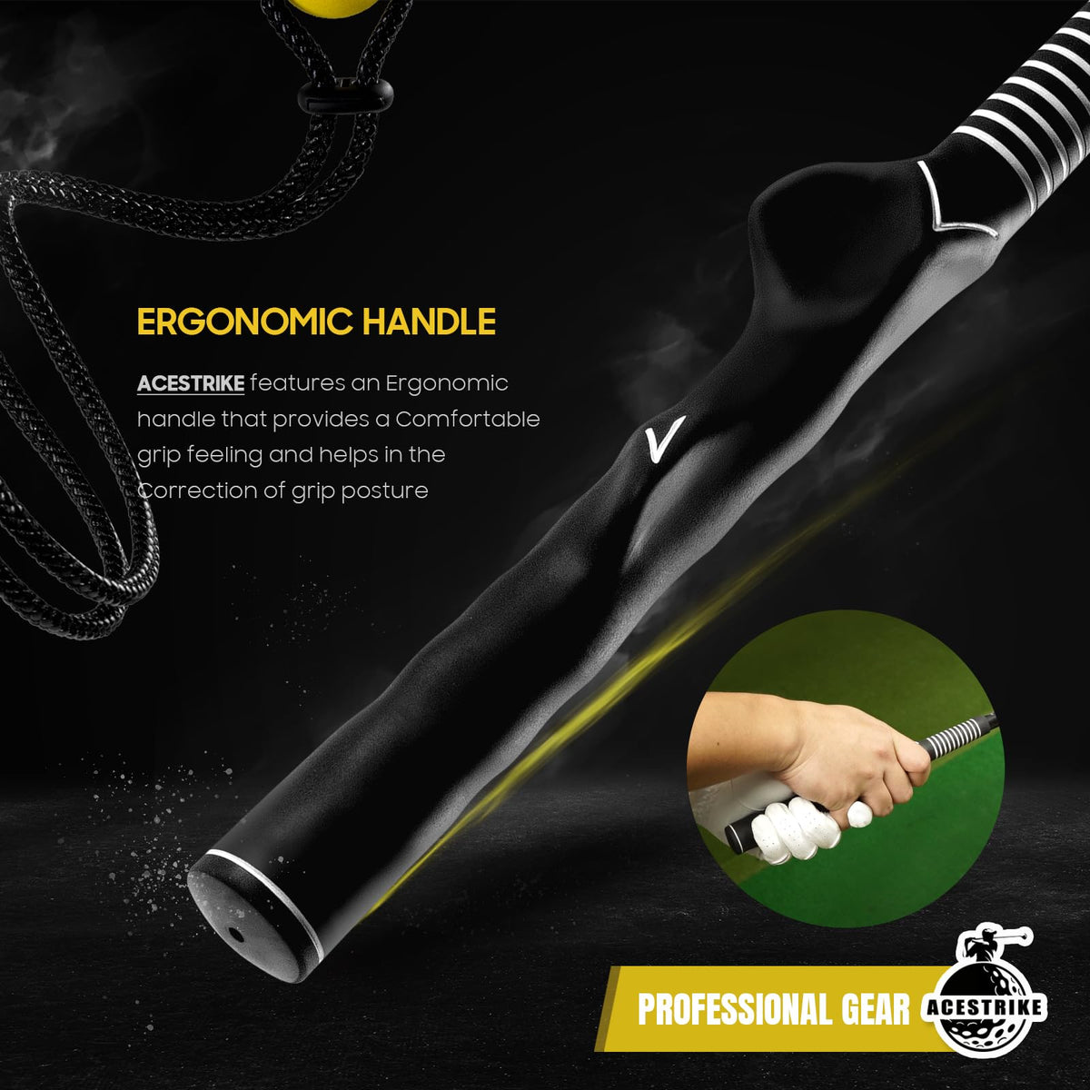 ACESTRIKE Golf Swing Training Aid, Golf Swing Pracice Rope, Rope Trainer Equipment Improve Swing Speed Lagging Rhythm, Golf Warm-Up Exercise for Strength and Training Arm for Golf Beginner