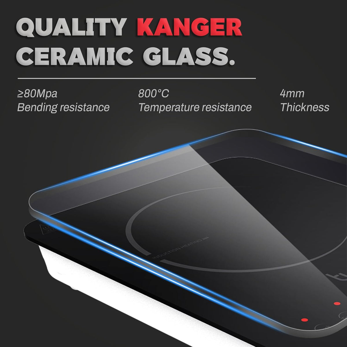TUCO Portable Induction Cooktop Burner Hot Plate Electric Stove with Shatter-Proof Ceramic Glass, LCD Sensor Touch, ETL Certified, 20 Cooking Modes, 1800 Watts