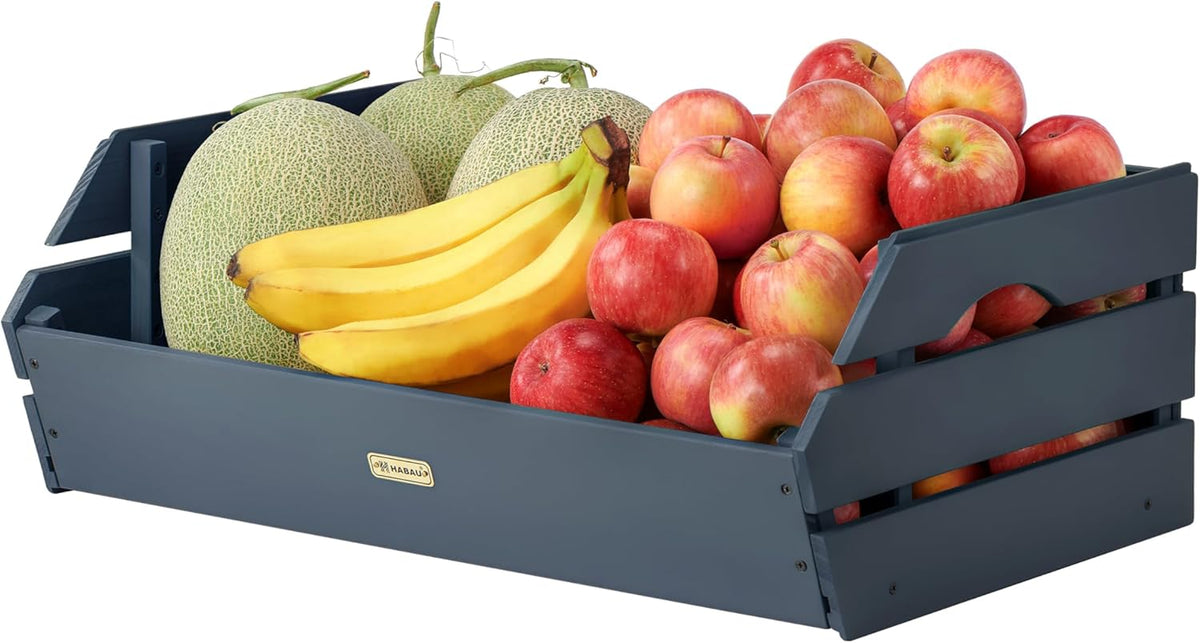 HABAU Wood Potato Onion Storage Bins - Wooden Stackable Produce Basket - Fruit Vegetable Storage for Kitchen Pantry Organization