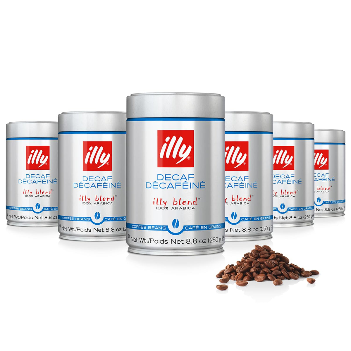 illy Whole Bean Coffee - Perfectly Roasted – Classico Decaf Roast - with Notes of Caramel, Toasted Bread & Chocolate - 100% Arabica Beans - No Preservatives – 8.8 Ounce, 6 Pack