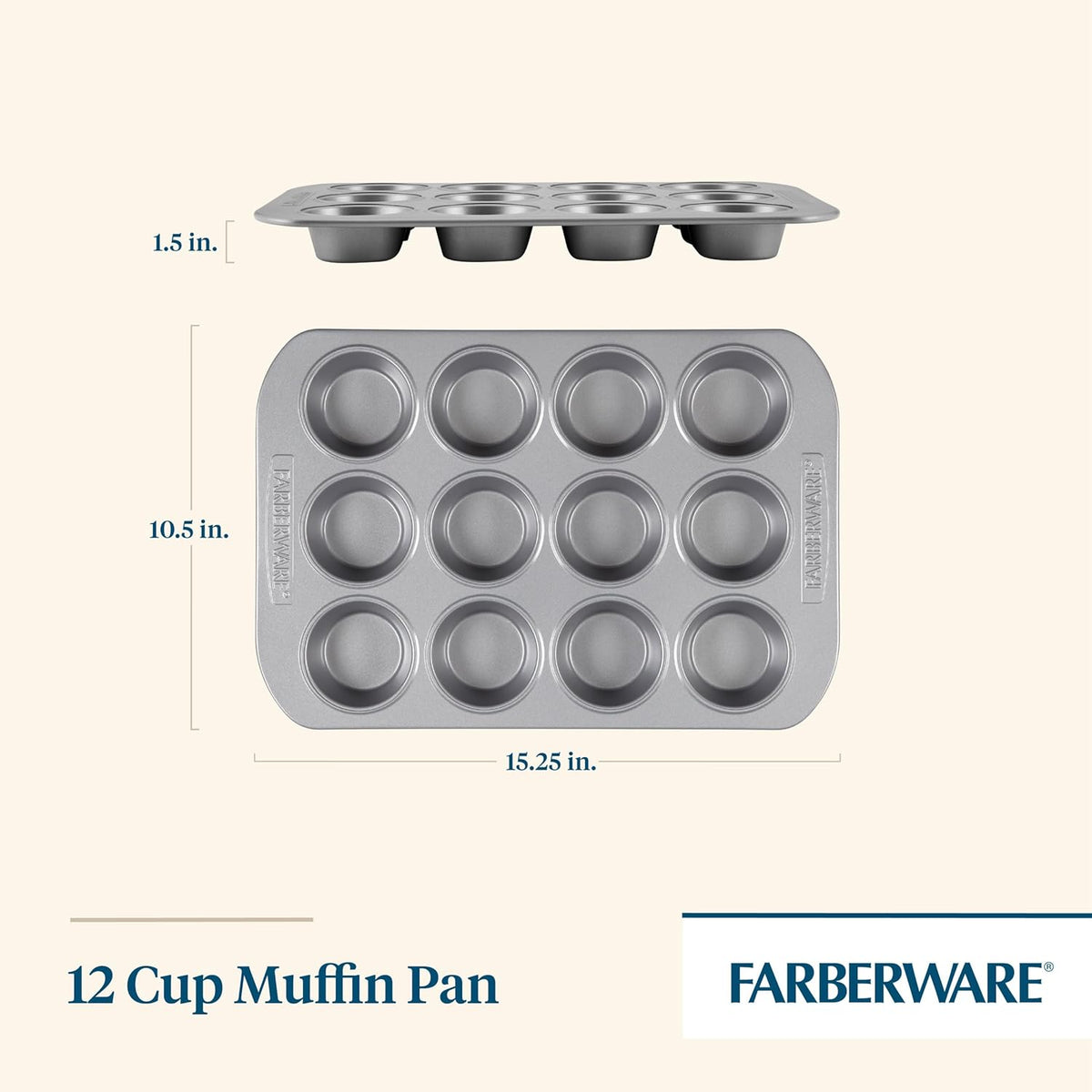 Farberware 12-c. Nonstick Nonstick Bakeware Muffin Pan, Gray