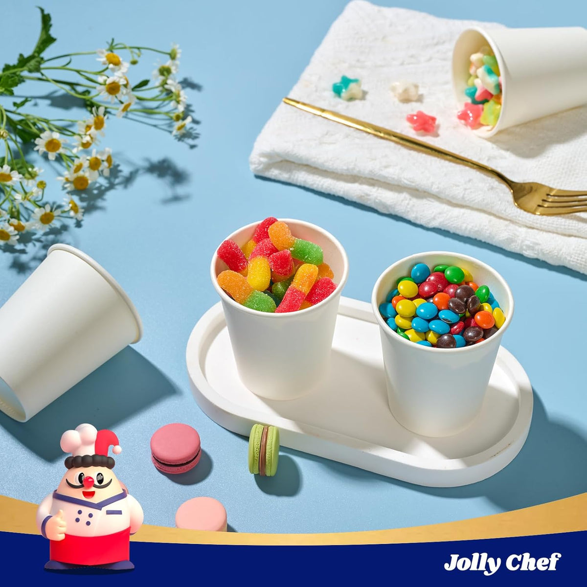 JOLLY CHEF 5 oz Disposable Paper Coffee Cups 600 Pack, Hot Paper Cups for Party, Office, Home, Travel and More