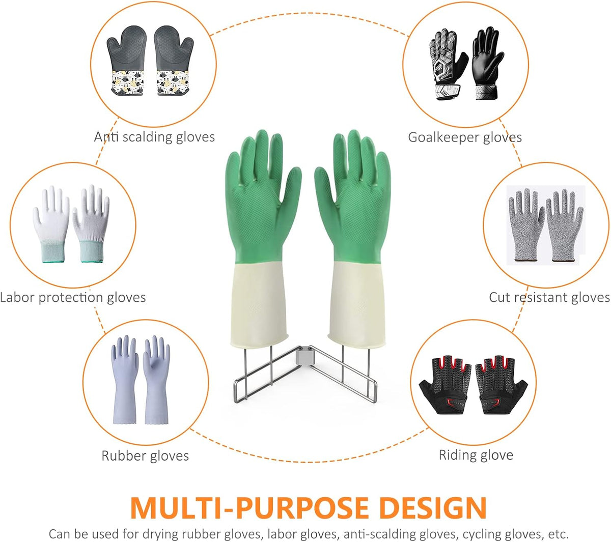 Kitchen Glove Holder,Stainless Steel Glove Rack,Kitchen Vertical Glove Support Multi-Purpose Glove Drain Rack,Collapsible Glove Drying Stand,Rubber Glove Drying Rack,Mitten Rack(Large)