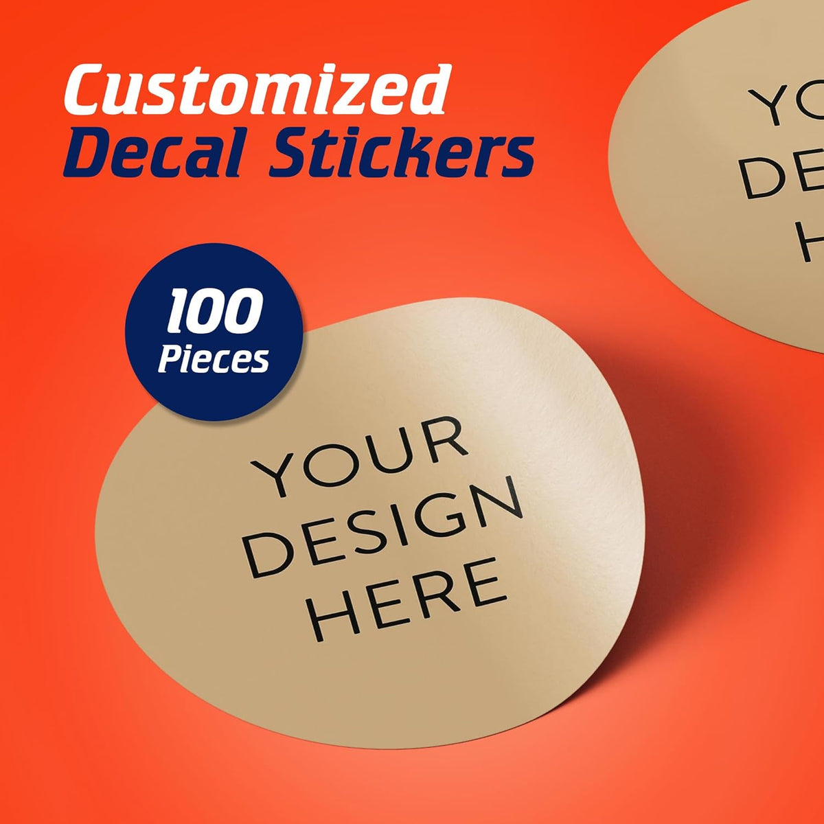 100 Custom Vinyl Stickers - Upload Your own Image, Text, Design, Logo - Personalized Logo Labels for Handmade, Packaging, Bottle, Jars, Candle, Brand Stickers (Brown, 4x4)