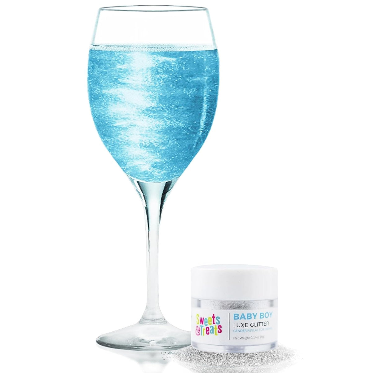 Sweets & Treats Boutique Gender Reveal Decorations Edible Glitter for Drinks, Magical Ideas, Surprise Boy or Girl Sprinkles as Drink Brew Glitter, Baby - Blue
