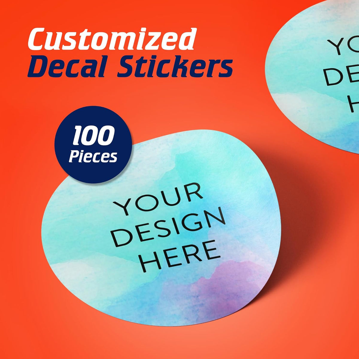 100 Custom Vinyl Stickers - Upload Your own Image, Text, Design, Logo - Personalized Logo Labels for Handmade, Packaging, Bottle, Jars, Candle, Brand Stickers (Sky Blue, 1x1)