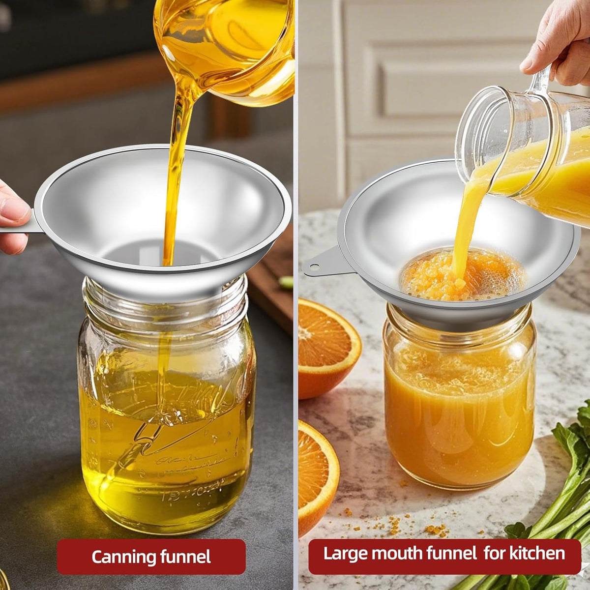 Standard Mason Jar Funnel with Strainer,Large Metal Funnel for transferring Milk, Juice, Oils, flavorings