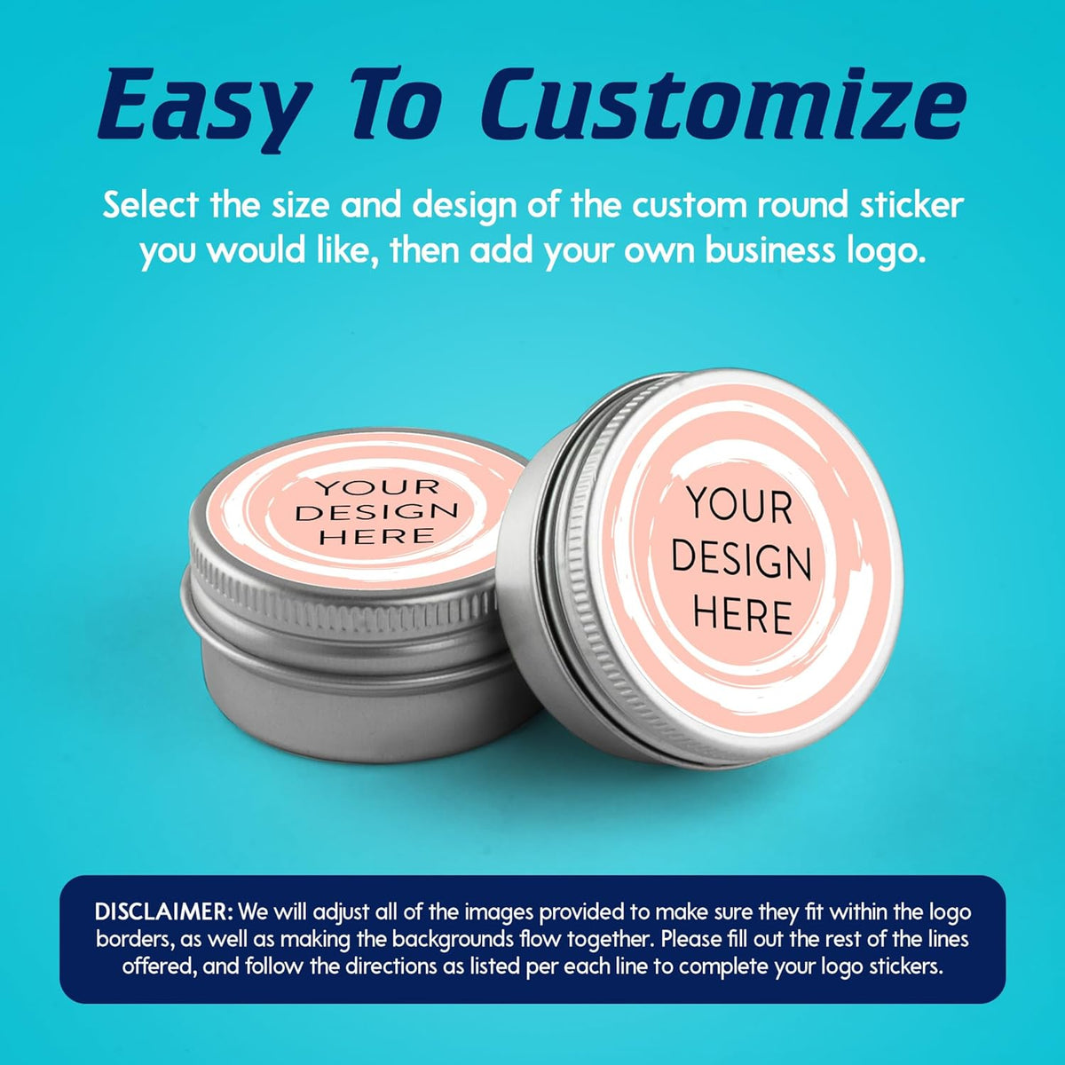 100 Custom Vinyl Stickers - Upload Your own Image, Text, Design, Logo - Personalized Logo Labels for Handmade, Packaging, Bottle, Jars, Candle, Brand Stickers (Peach, 1x1)
