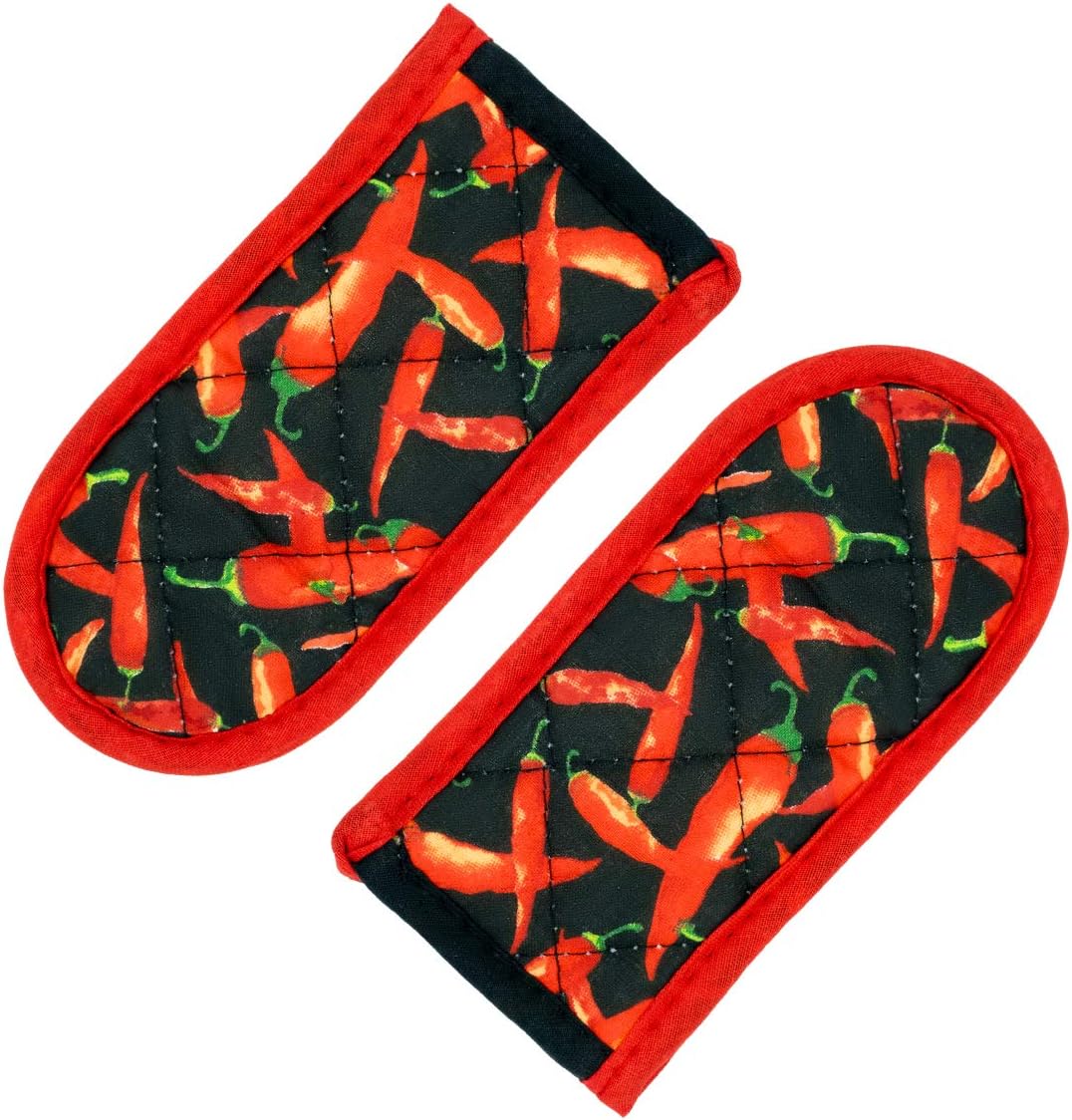 Evoio Cast Iron Skillet Handle Covers, Pan Pot Handle Covers Heat Resistant, Hot Handle Covers, Pan Pot Cast Iron Handle Holder Sleeves Mitt for Kitchen, BBQ and Baking Cookware (2-Pack Red Pepper)