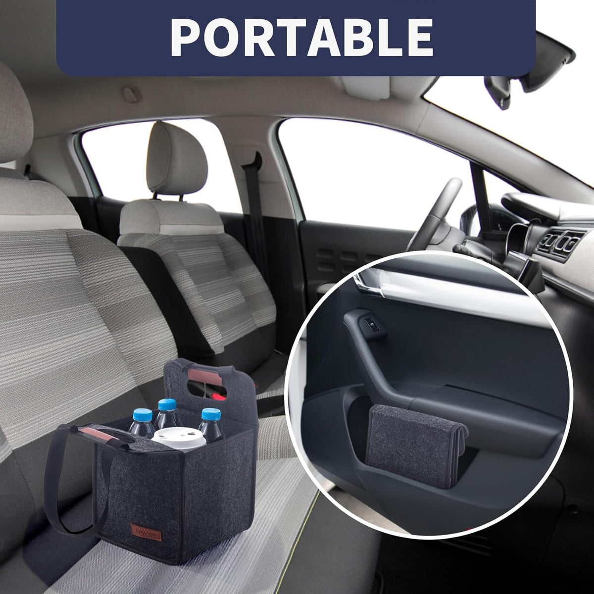 4 Cup Drink Carrier with Handle, Reusable Insulated Drink Caddy Drink Holder for Car, Folding Portable Coffee Cup Holder Bag for Travel and Delivery