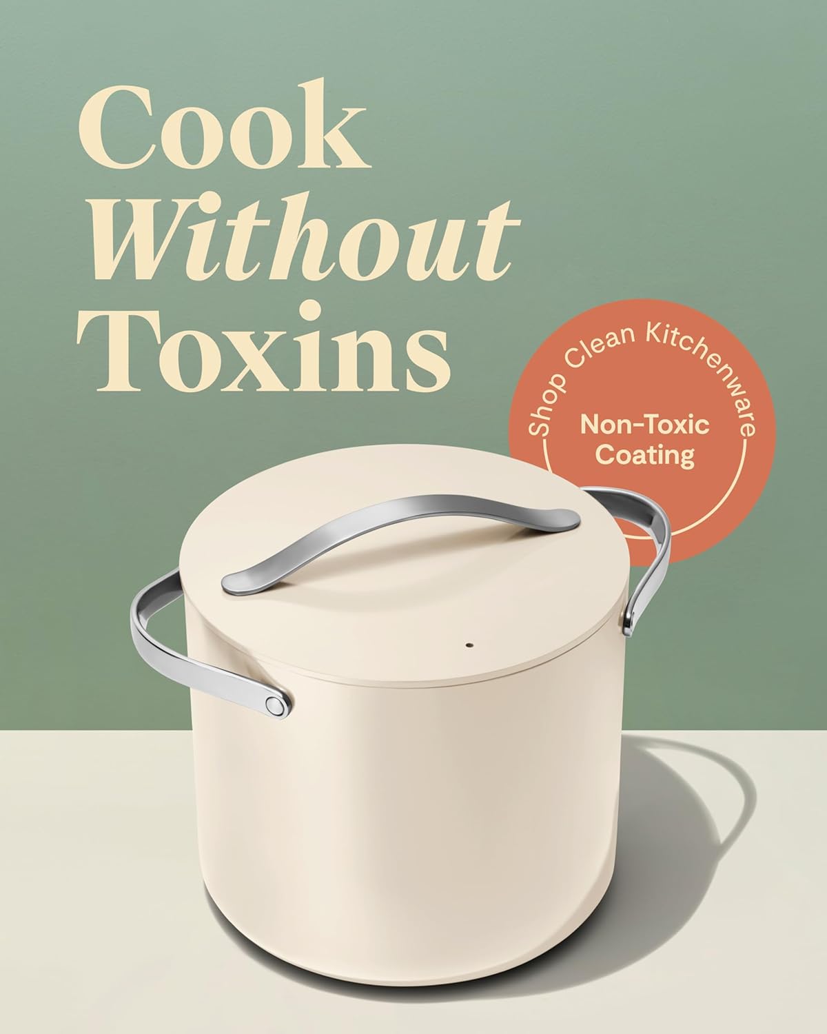 Caraway Stock Pot - 12 Qt Ceramic Coated Pot With Lid - Fee From Forever Chemicals - Large Pot for Bigger Batches - Gray