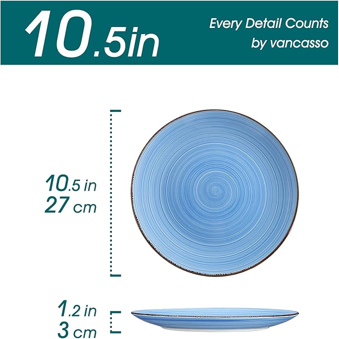 vancasso Bonita Dinner Plate Set, 10.5 Inch Ceramic Plates, Colorful Salad Plates set of 6, Microwave Oven and Dishwasher Safe, Assorted Color