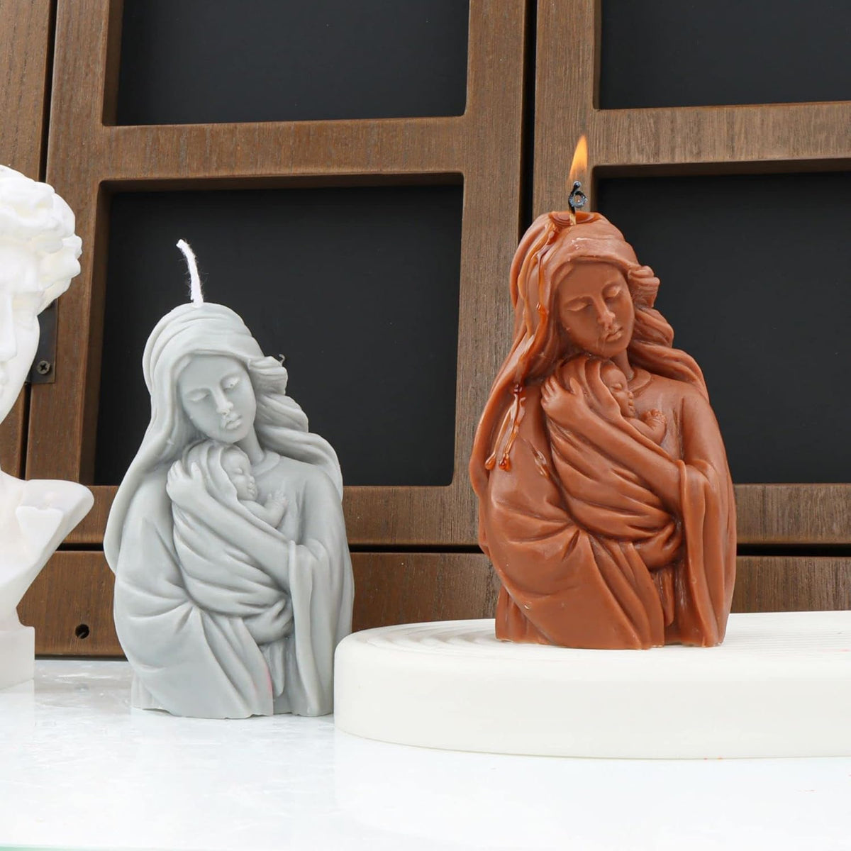 Conestabile Madonna Jesus Silicone Wave Spiral Candle Mold - Silicone Resin Casting Molds for Candle & Resin & Soap Craft Supplies