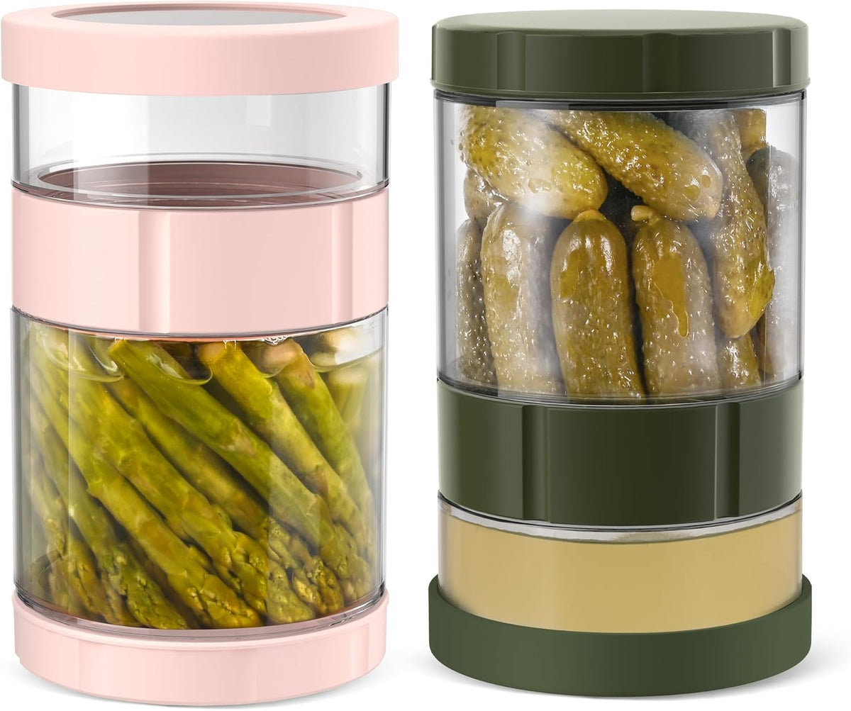 Glass Pickle Jar with Strainer Flip, 56oz Airtight Pickle Container, Leak-proof Juice Separator Pickle Flip Jar with Sealing Silicone Ring for Olive, Sliced Pickle and Jalapeno, Dishwasher Safe