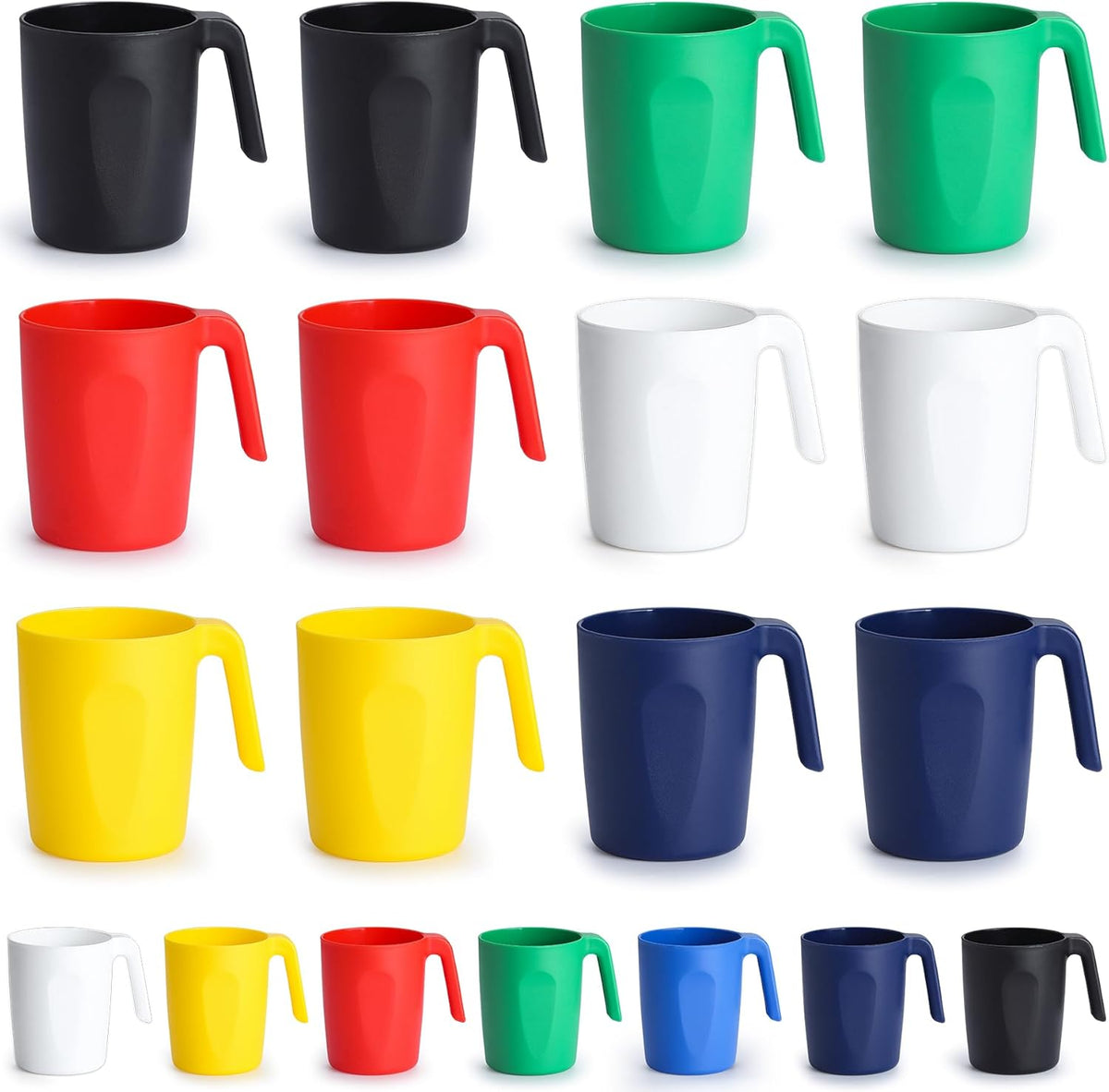 Kyraton Plastic Mug Set 12 Pieces, Mutil Color Unbreakable And Reusable Light Weight Travel Coffee Mugs Espresso Cups Easy to Carry And Clean, Dishwasher Safe