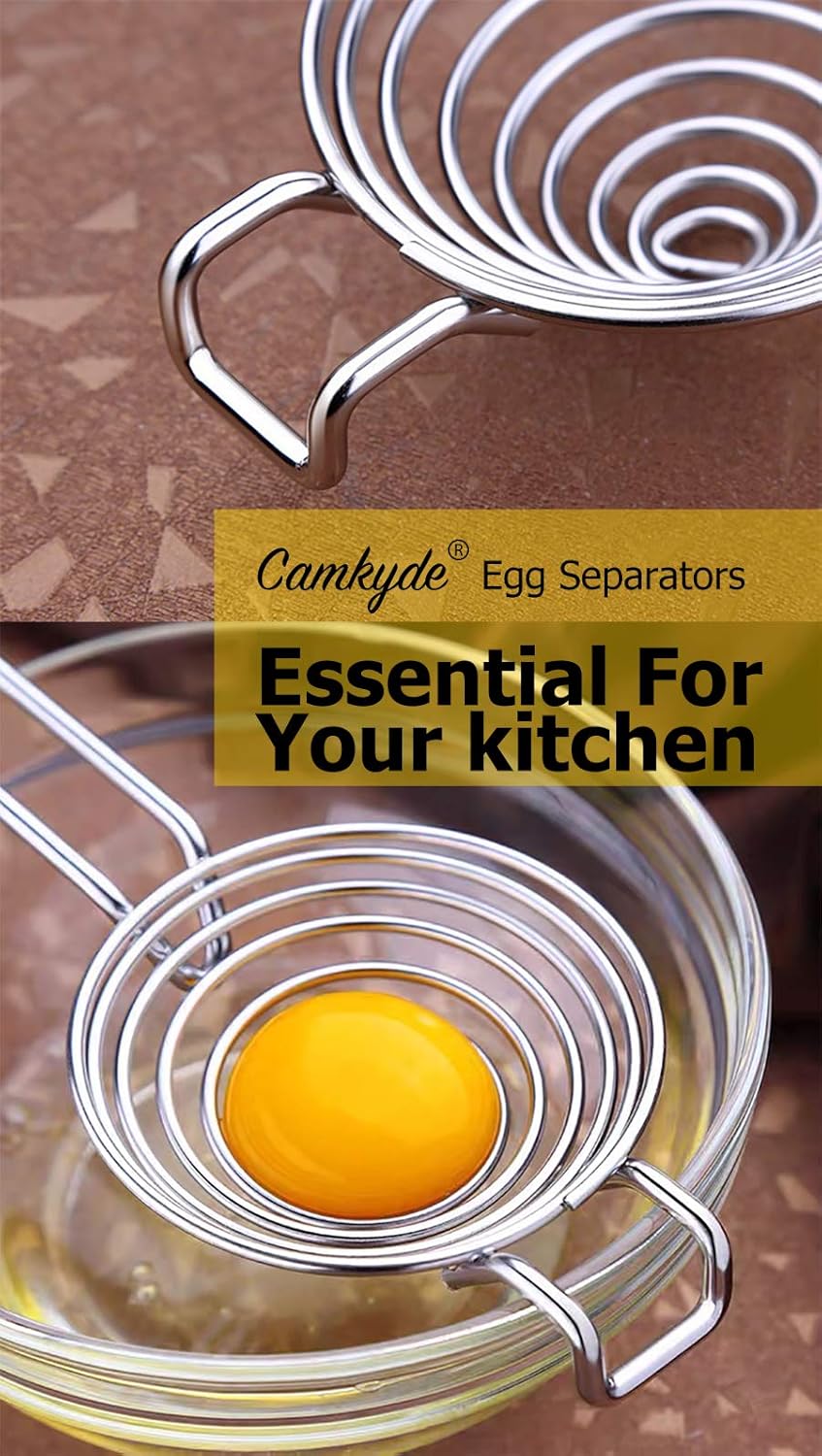 CAMKYDE Egg Separator Food Grade Stainless Steel Egg Yolk White Separation Tool (Blue)
