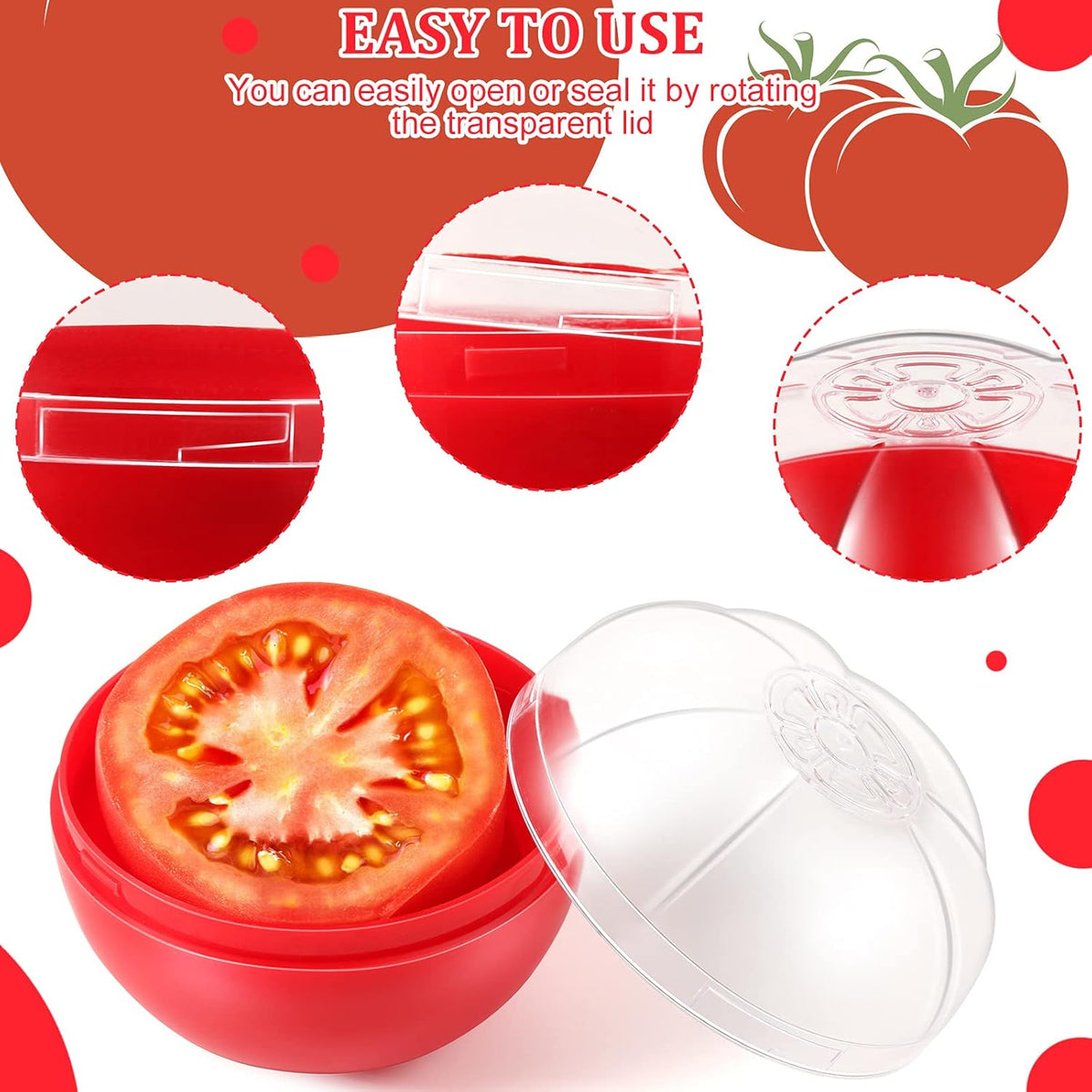 Vegetable and Fruit Storage Containers for Fridge, 4 Pcs BPA Free Reusable Food Saver - Tomato, Avocado, Onion, Lemon Keeper Holder - Refrigerator Vegetable Crisper for Keeping Food Fresh Longer