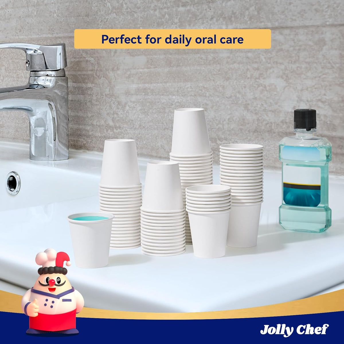 JOLLY CHEF 800 Pack Disposable Bathroom Cups 3 oz, Small Mouthwash Paper Cups for Party, Picnic, BBQ