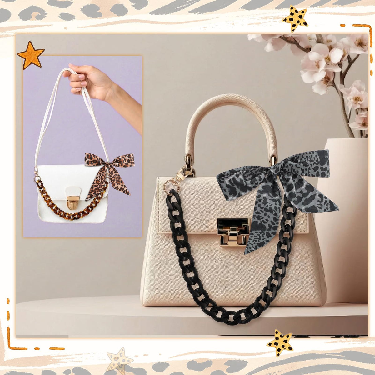 JATEBI 8 Pcs Leopard Bag Charms for Tote Bags