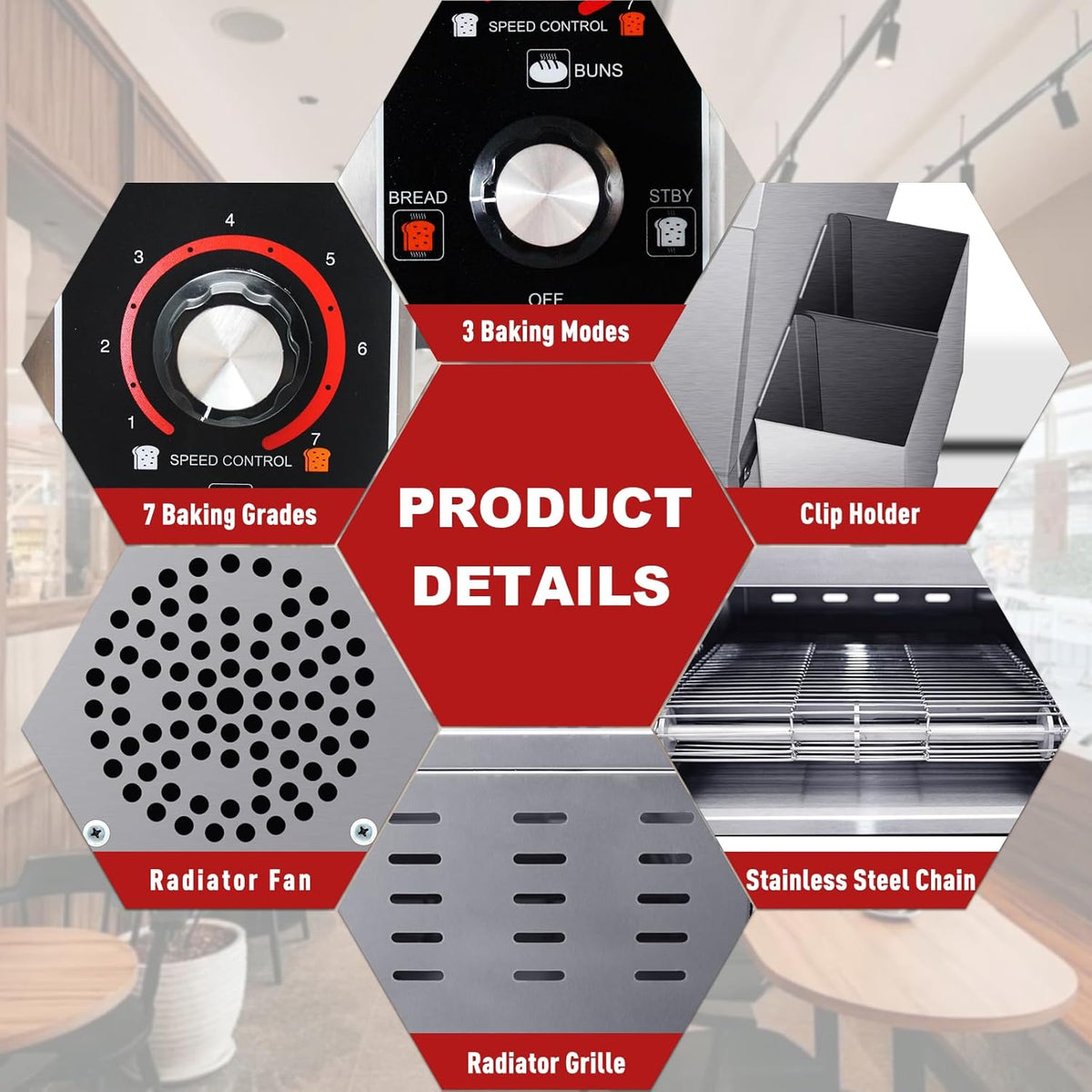 Conveyor Toaster,Commercial Toaster, Heavy Duty Restaurant 300 Slices for Bread Bun Bagel Baked Food,1.9KW
