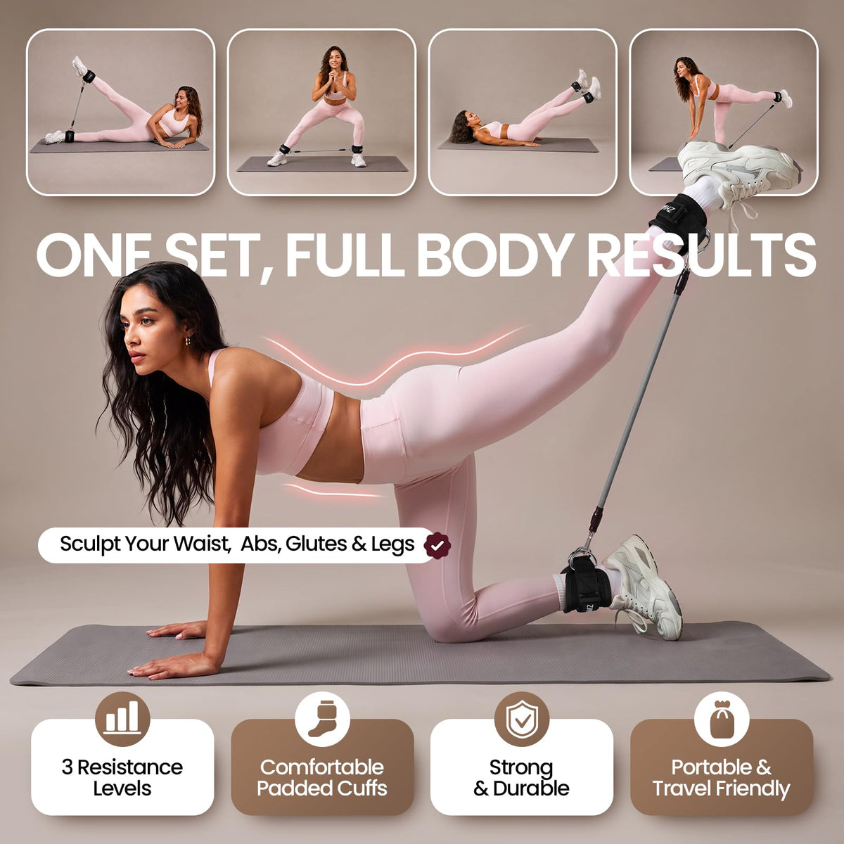 Ankle Resistance Bands with Cuffs, Ankle Bands for Working Out