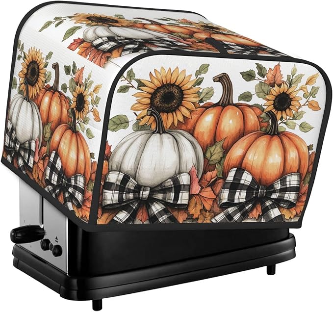 Toaster Cover 4 Slice Pumpkin Sunflower Fall Thanksgiving Kitchen Small Appliance Covers with Pockets Dust and Fingerprint Protection