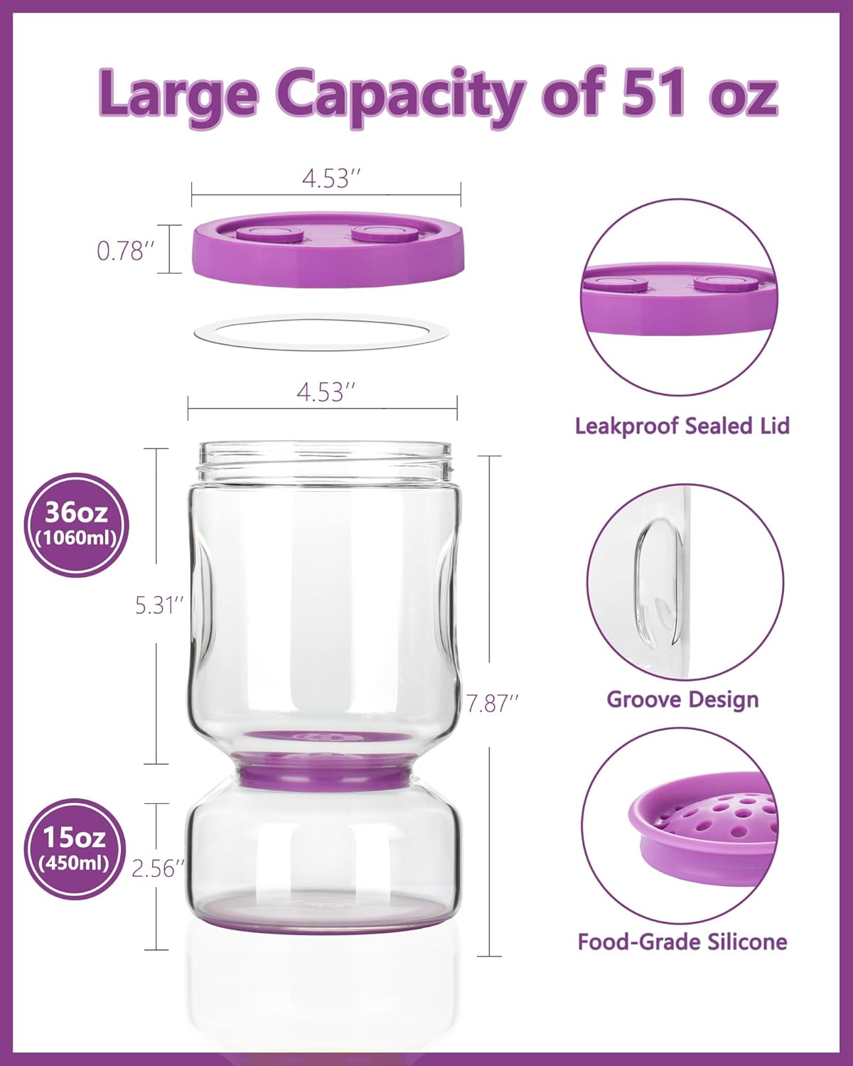ZENS Pickle and Olive Hourglass Jar with Strainer Flip for Pickle Juice Separator from Wet and Dry, Leak-proof Airtight Container Pickling Jars for Dill Sliced Storage, Gifts for Mom