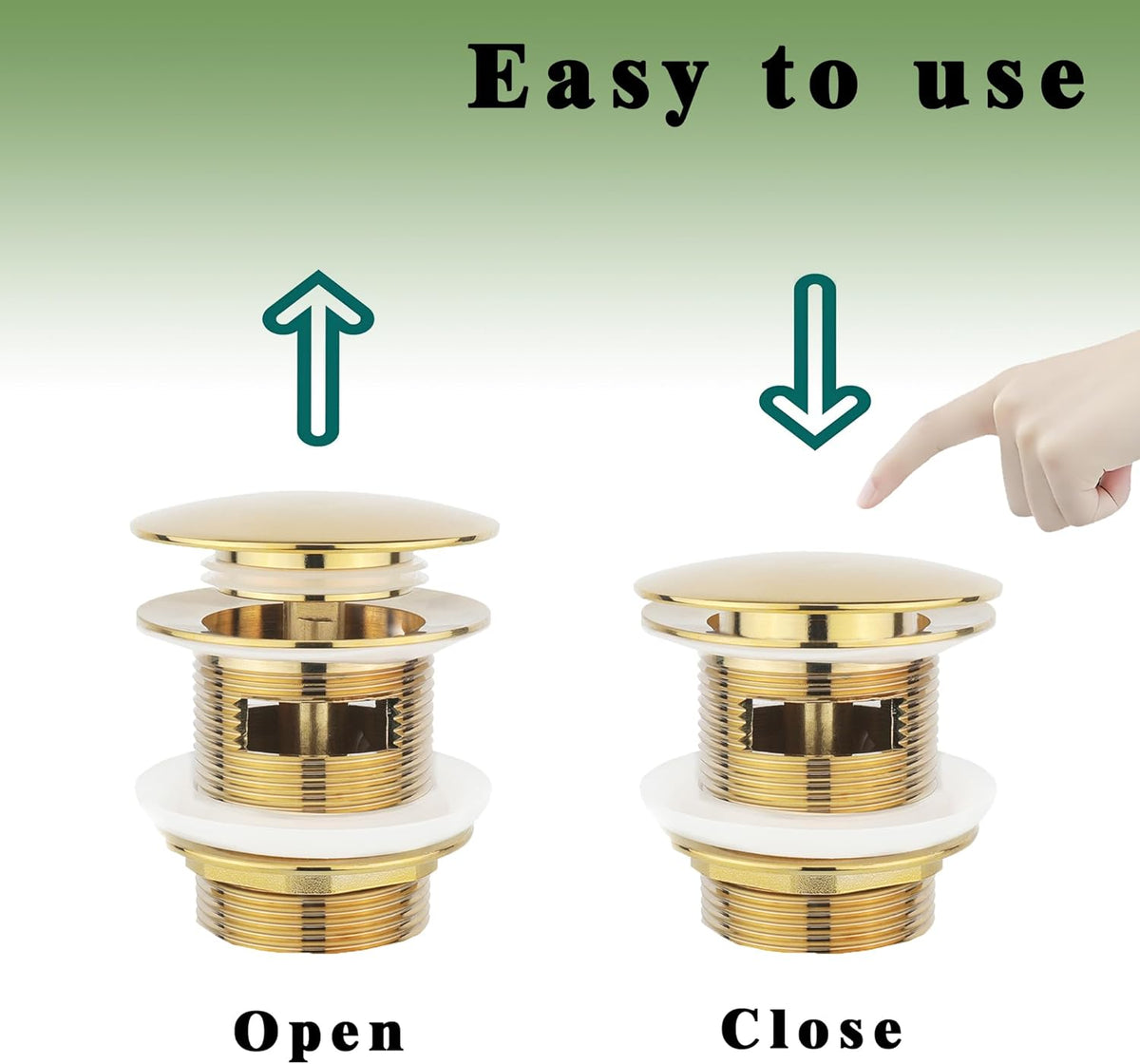 Fits Freestanding Tub Drains with Removable Pop-Up Freestanding Tub Drain Stopper, Compatible with Freestanding Tub Drain Rough-in Kit (Also Comes with a Replacement Pop-Up Bolt) (Gold)