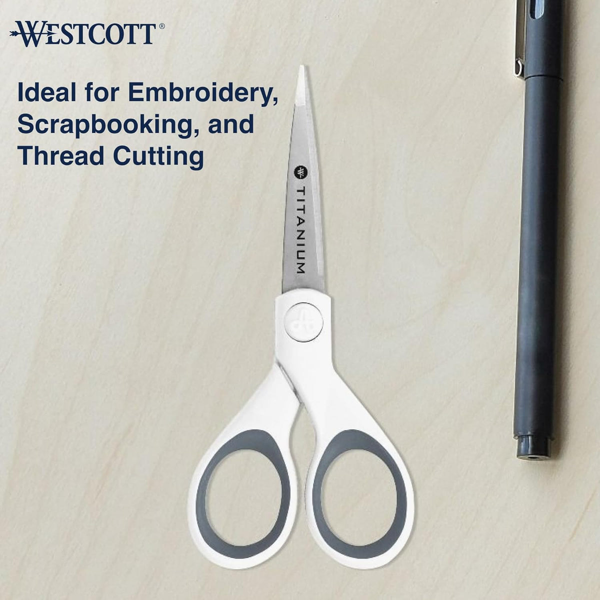 Westcott 5" Micro-Tip Fabric Scissors with Titanium-Bonded Blades - Ideal for Crafting, Sewing, and More
