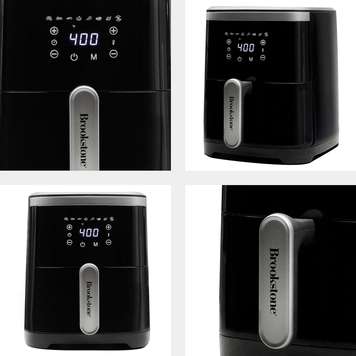 Brookstone Air Fryer – 4.5 Qt, 1300W Large Capacity Fryer with LED Display, 8 Presets, Adjustable Temp, Oil-Free Kitchen Appliance for Baking, Roasting, Frying, Healthy Crispy Meals, Black