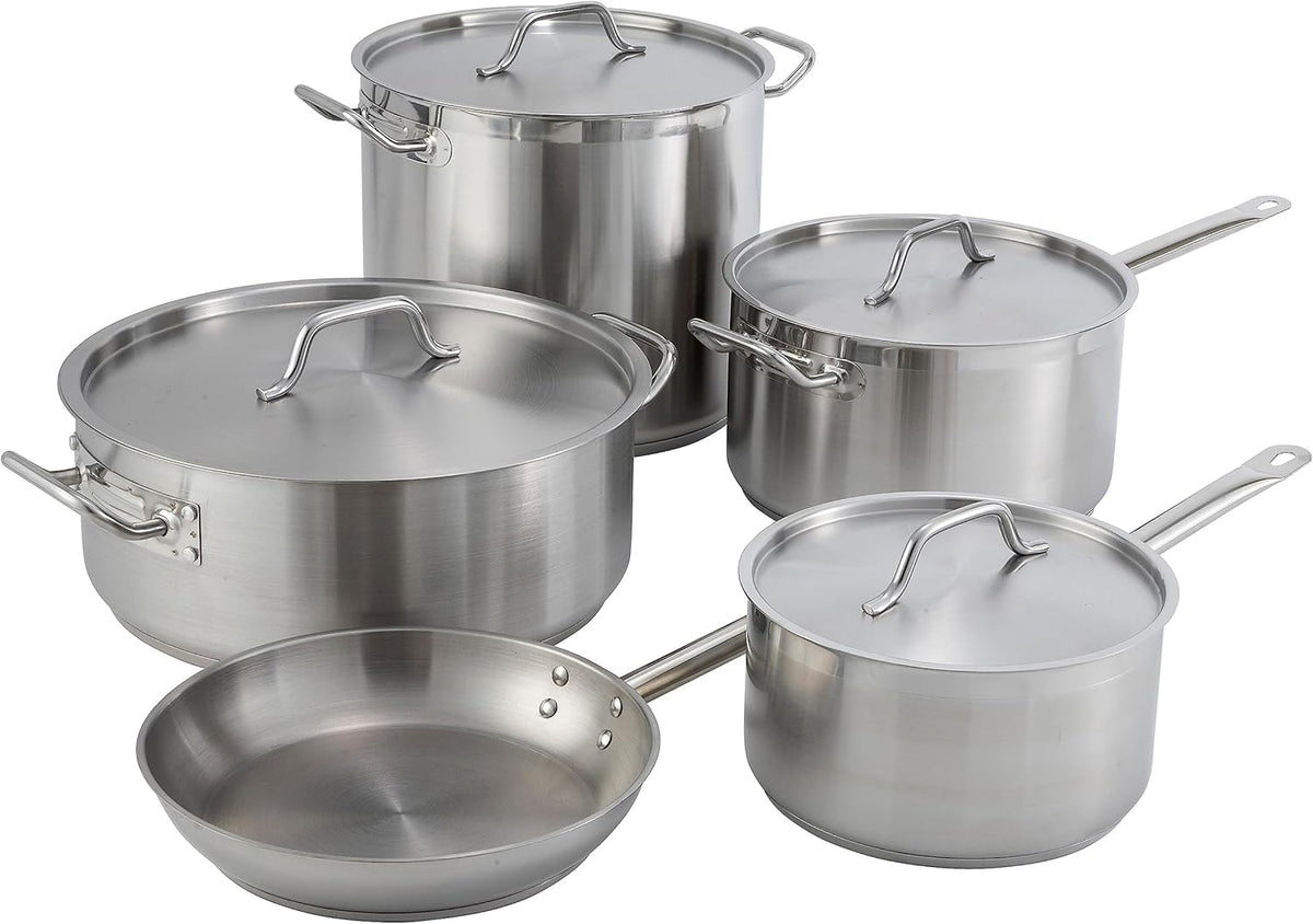 Winco Heavy-Duty Stainless Steel Sauce Pan with Cover, 6 Quart