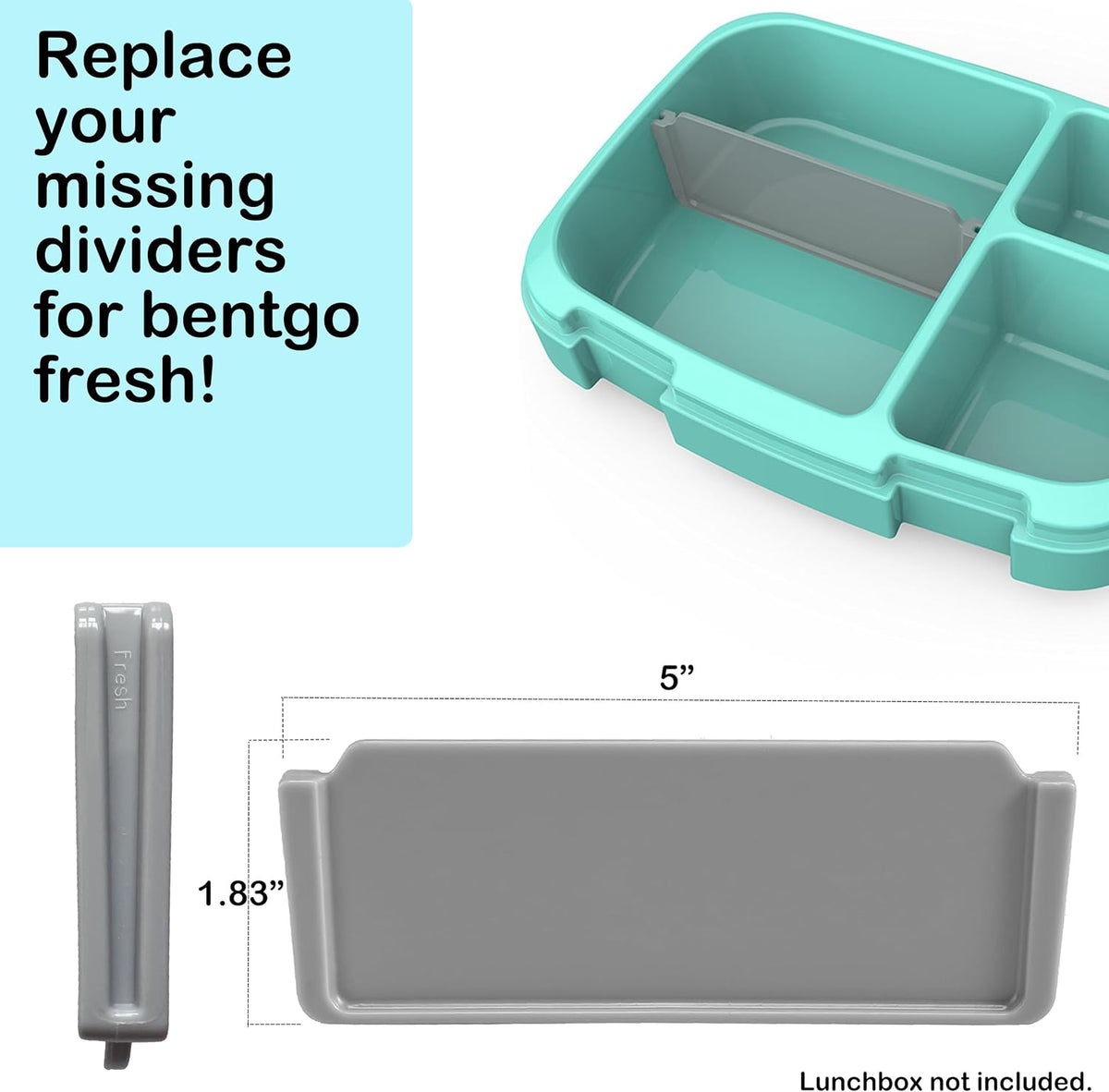 3Pcs Replacement Insert Divider for Bento Box Insert Divider Compatible with Bentgo Fresh & Modern & Pop Models Divider Lunch Box & Adult Lunch Box Made from Food-safe Grade Materials (Fresh)