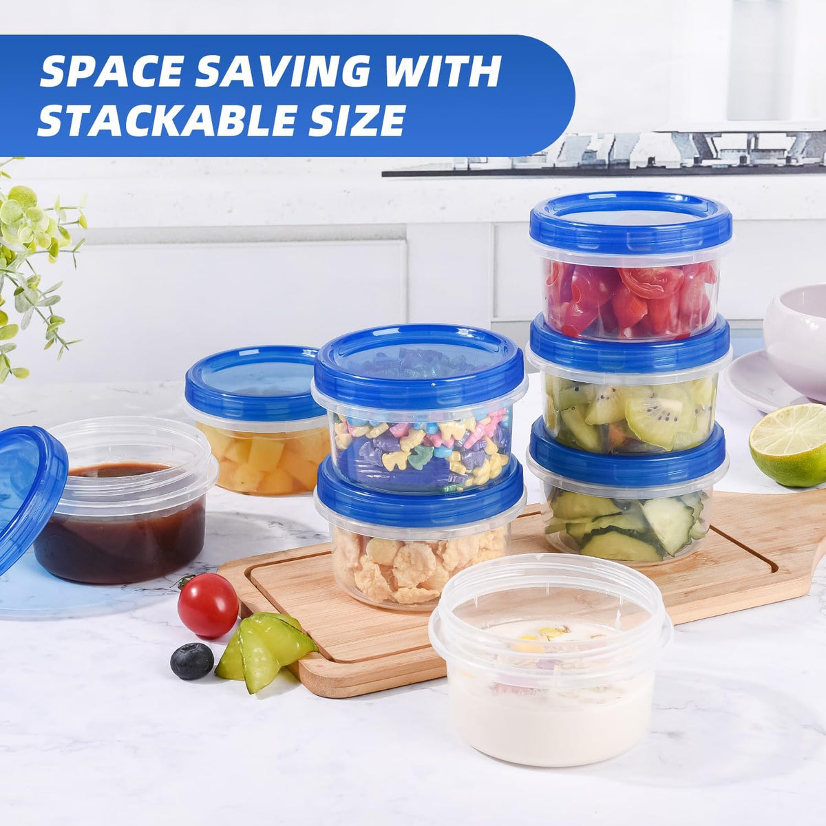 Freezer Storage Containers, [12 Pack-8 oz] Ultra Thick Freezer Containers with Leakproof Twist Top Lids, Heavy Duty BPA Free Stackable Meal Prep Bowls Great for Portion Control