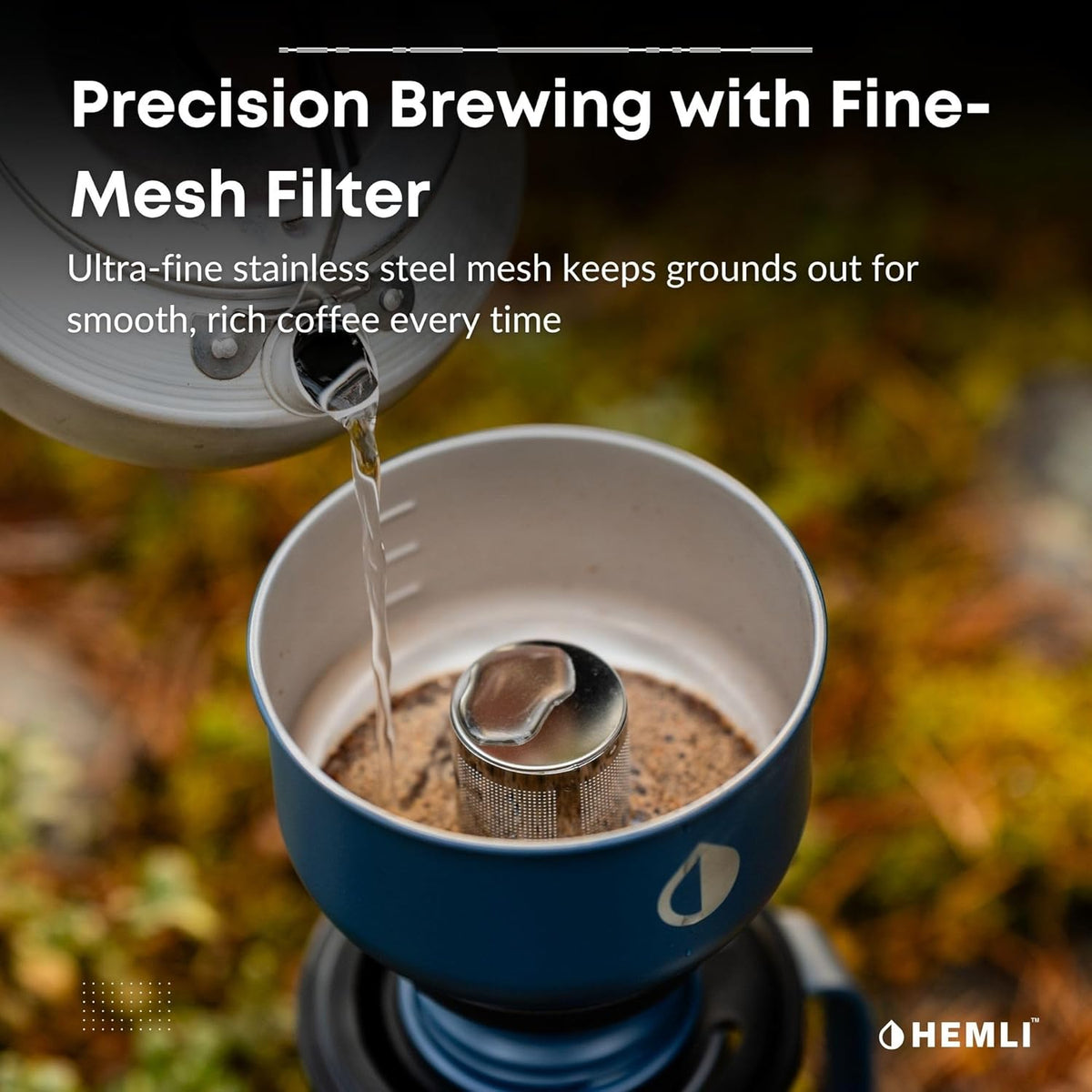 Pour Over Coffee Maker Camp Set – Vacuum Insulated Mug with Leakproof Lid, Stainless Steel Micro Filter, Scratch-Resistant Finish, Portable Coffee Maker for Camping, Travel & Outdoor Adventures