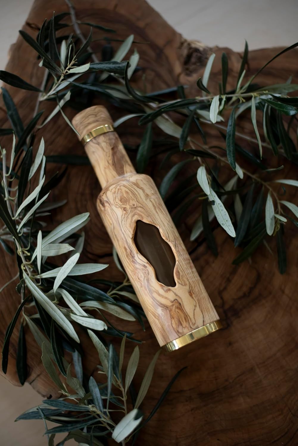Olive wood bottle - Tree Hollow Design - 200ml