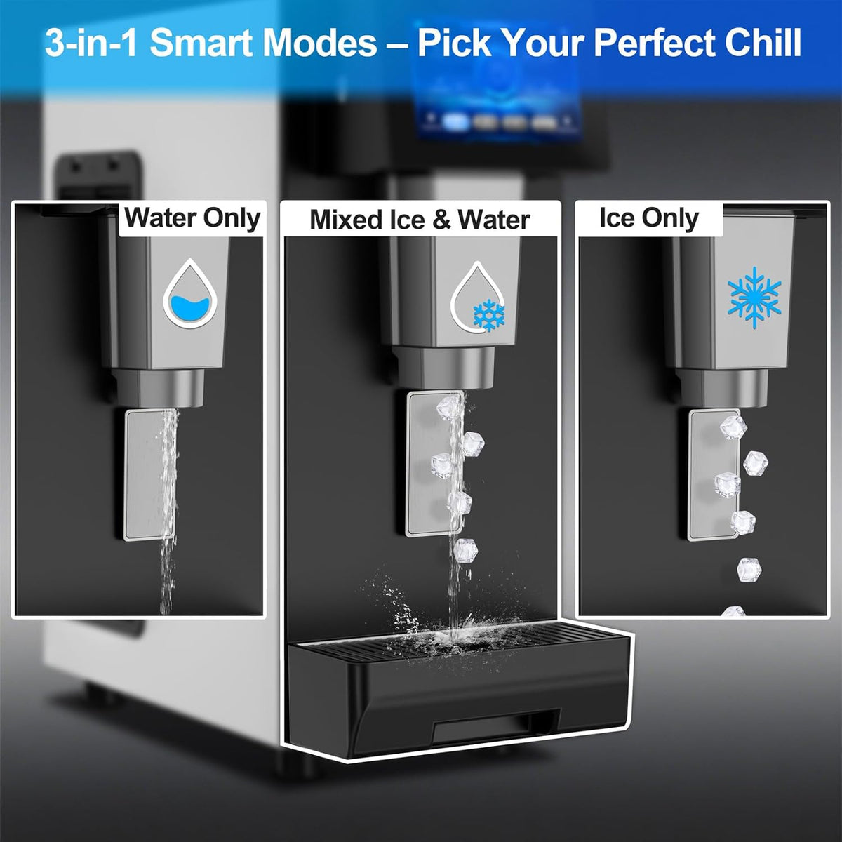 Nugget Ice Makers Countertop Soft Chewable Pellet Ice Machine with Auto-Cleaning Function, Ice/Water/Ice-Water Mix Mode, 68Lbs/24H Portable Countertop Ice Makers for Home Party RV Camping