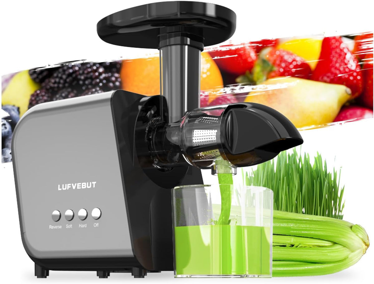 Slow Juicer Machine for Vegetables and Fruits Cold Press Masticating Extractor Celery Wheatgrass Leafy Greens Carrot Ginger Beet, Easy to Clean Juicer BPA-Free Reverse Function,Dishwasher Safe