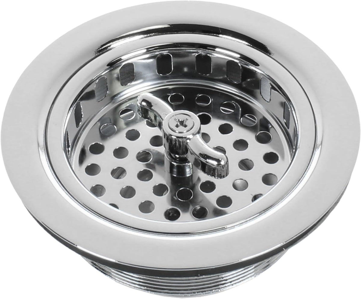 Mr. Scrappy 3.5" Sink Drain Assembly with Twist Lock Basket Strainer, Solid Brass, Polished Chrome
