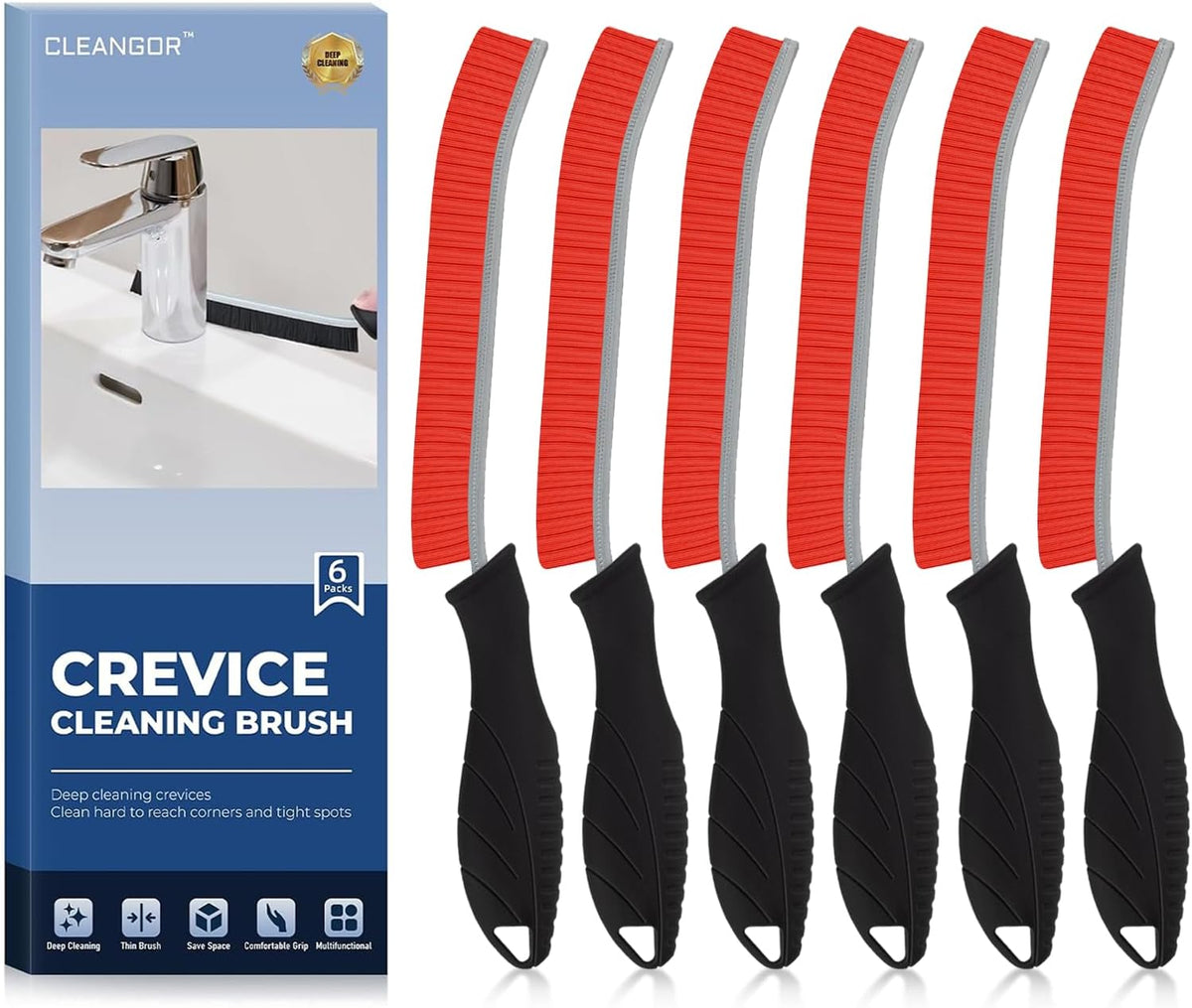 Crevice Cleaning Brushes, Cleaner Scrub Brush Tool for Hard to Reach Tight Space, Home Essentials, Cleaning Supplies for Shower, Bathroom, Kitchen, Toilet, Window