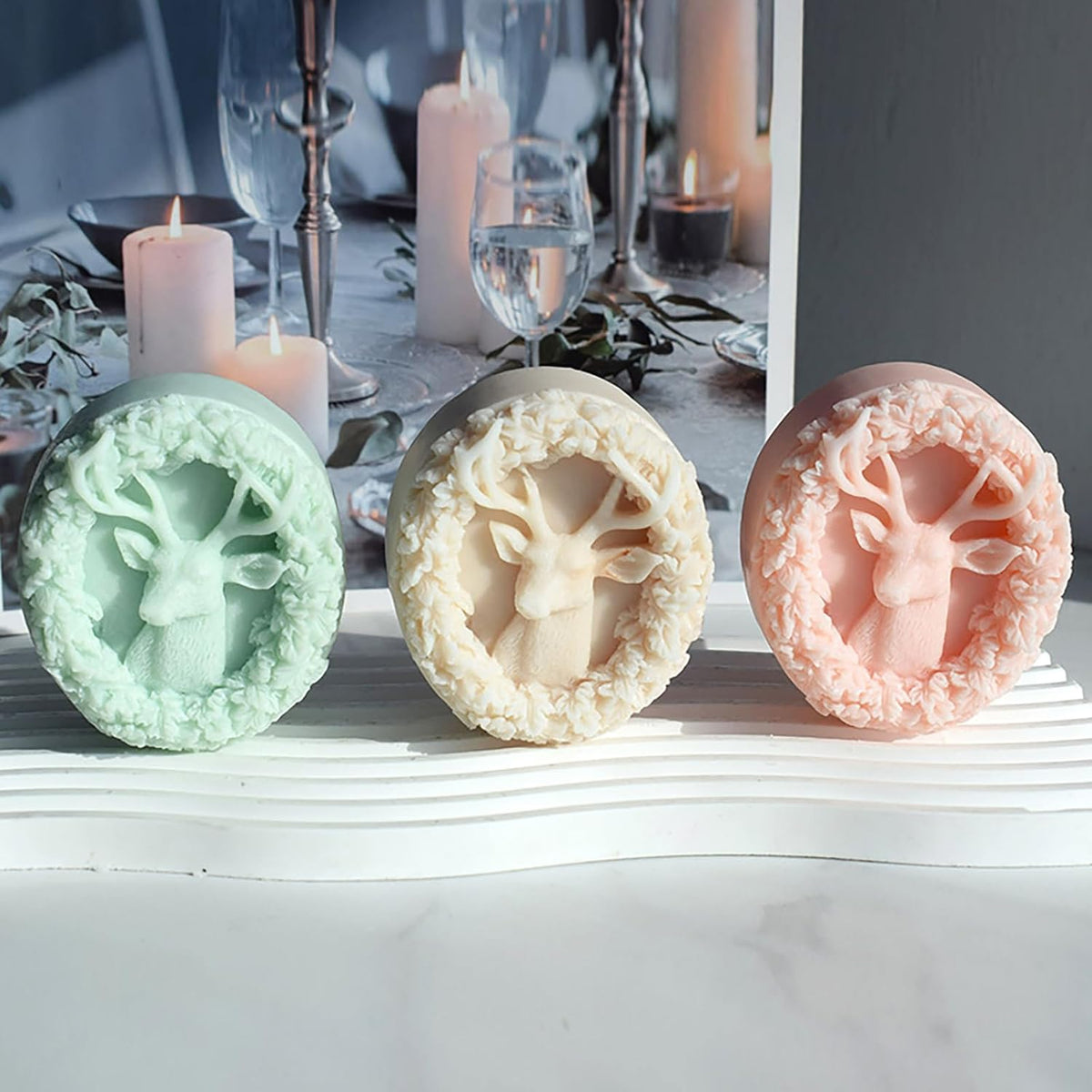 Deer Candle Mold Elk Candle Silicone Wave Spiral Candle Mold - Silicone Resin Casting Molds for Candle & Resin & Soap Craft Supplies