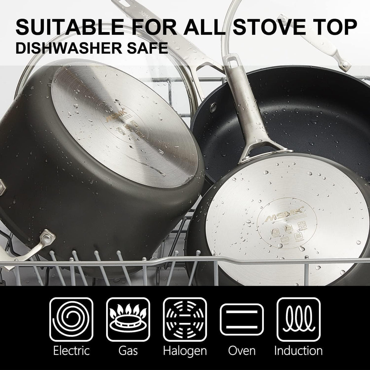 MsMk Nonstick Frying Pan, 12 InchTitanium and Diamond Non Stick Pan, Sturdy and Durable Skillet Nonstick, for Various Stove Type, Dishwasher Safe For Home Use
