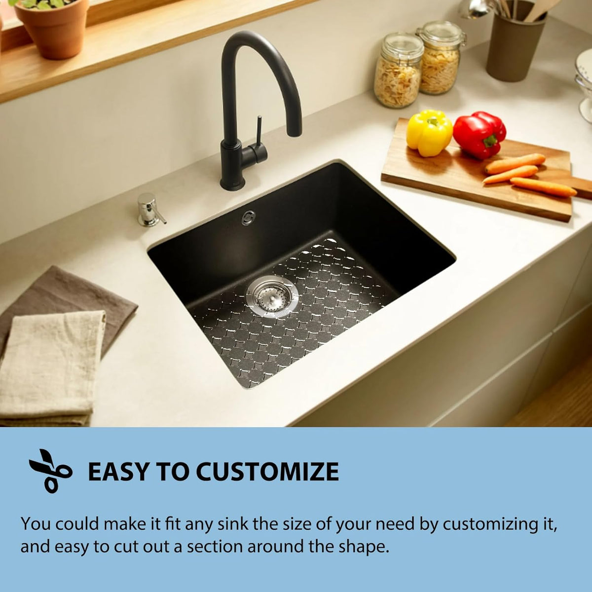 Sink Protectors Mat for Kitchen Sink - 2Pack Adjustable Kitchen Sink Mat Fast Draining - Dish Drying Mat for Dishes And Glassware - Easy to Clean & Diy Cut