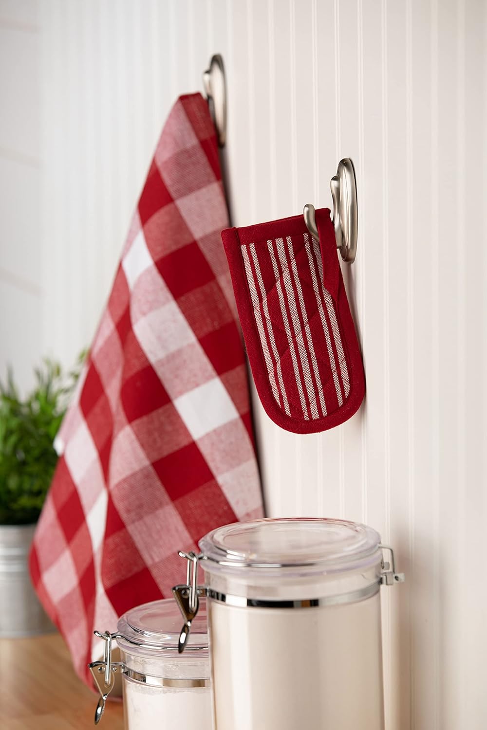 Sticky Toffee Pan Handle Covers for Cast Iron Skillet, Set of 2, Red Heat Resistant Sleeves, 3 x 6 in, Oeko-Tex Cotton Hot Pot Holders