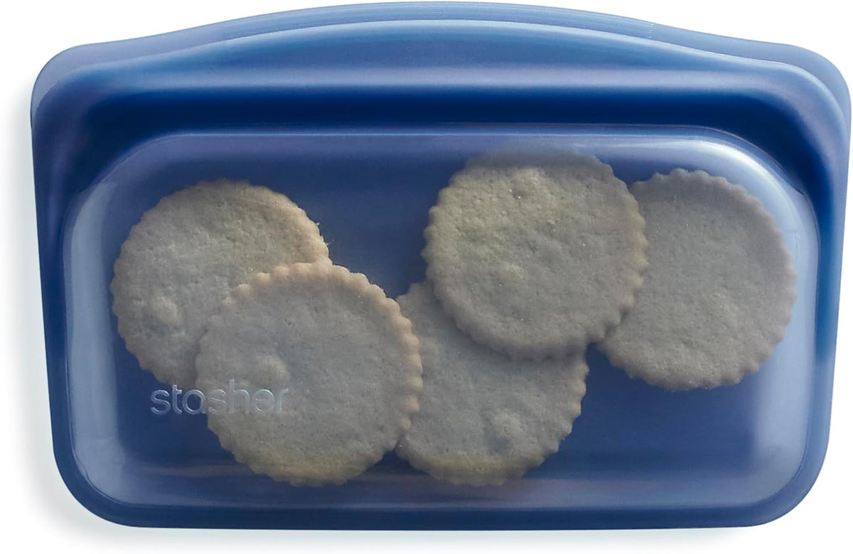 Stasher Premium Silicone Reusable Food Storage Snack Bag, Deep Ocean, Microwave, Sous Vide, Dishwasher, Oven and Freezer Safe, BPA Free, Leak-free, Eco-friendly, 12 Oz