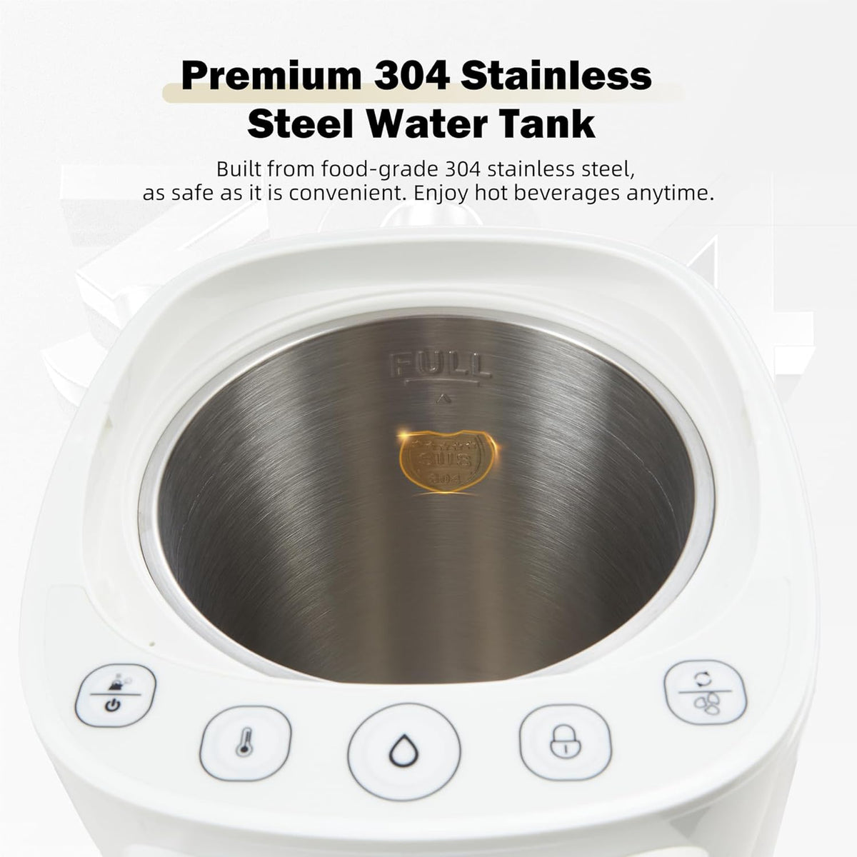 OCTAVO Water Boiler & Warmer 5 Liter, 304 Stainless Steel Water Tank, 700 Watt 6 Adjustable Water Temperature, LCD Touch Control Screen, Child Lock with Water Shortage Indicator