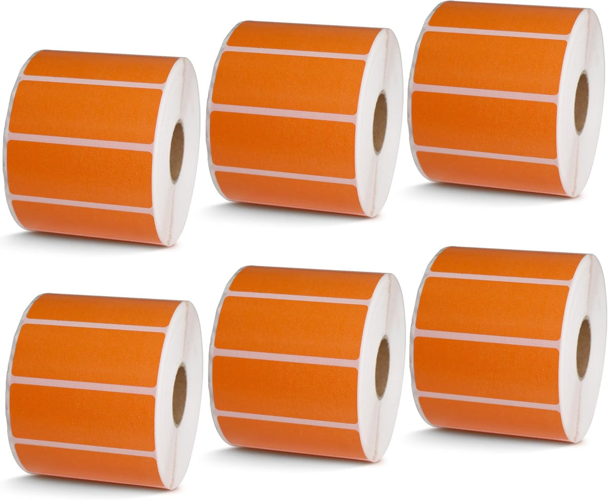 BETCKEY - 2.5" x 1" Multipurpose & Barcode Labels Compatible with Zebra & Rollo Label Printer,Premium Adhesive & Perforated[Orange, 6 Rolls, 8280 Labels]