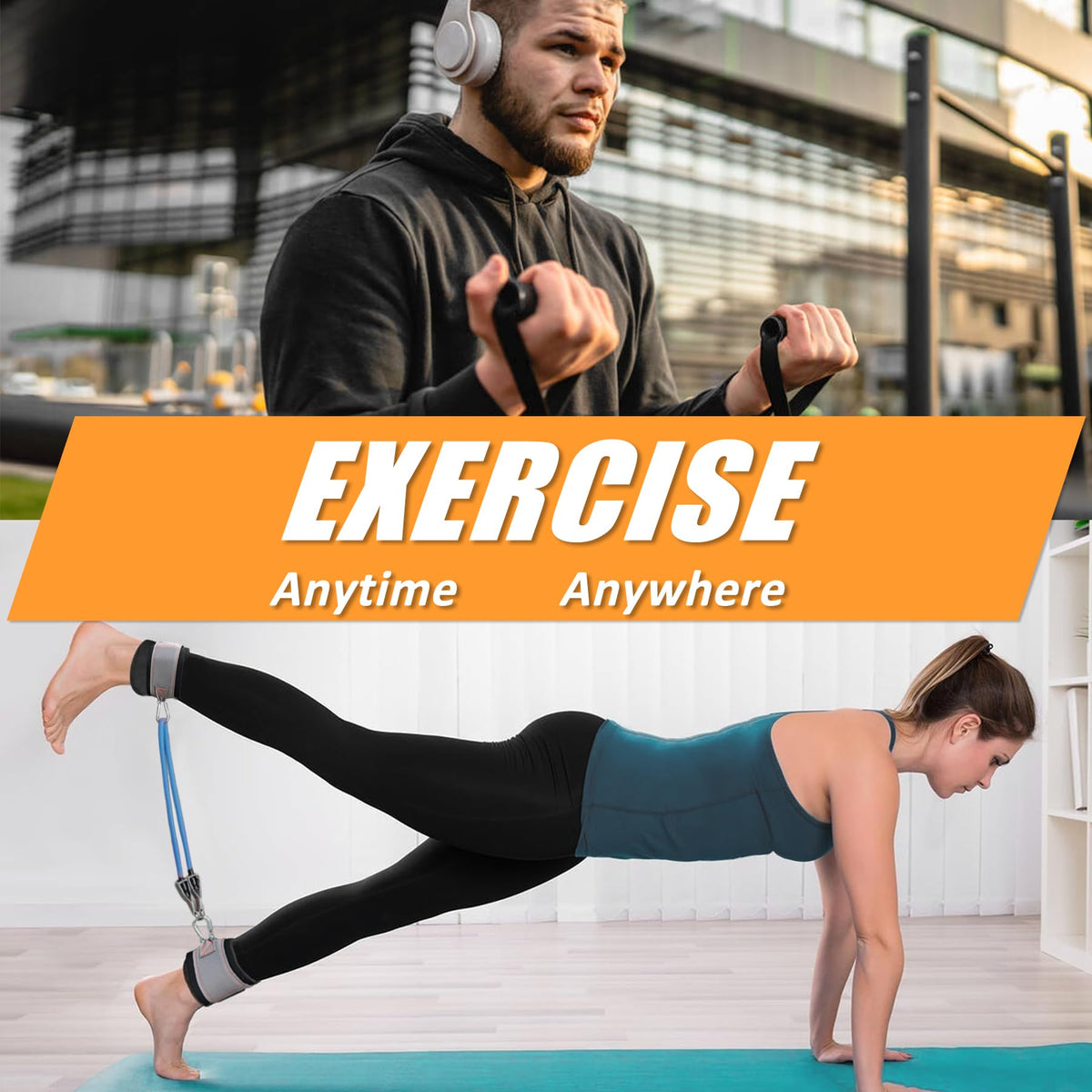 Resistance Bands Set with Handles and Door Anchor for Home Workouts