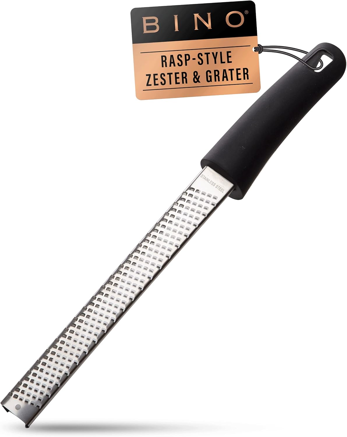 BINO Stainless Steel Rasp-Style Grater | Parmesan Grater | Zester Tool | Kitchen Handheld Graters | Culinary Tools | Lemon & Orange Zester | Spice Grater | Cooking & Baking Utensils & Accessories