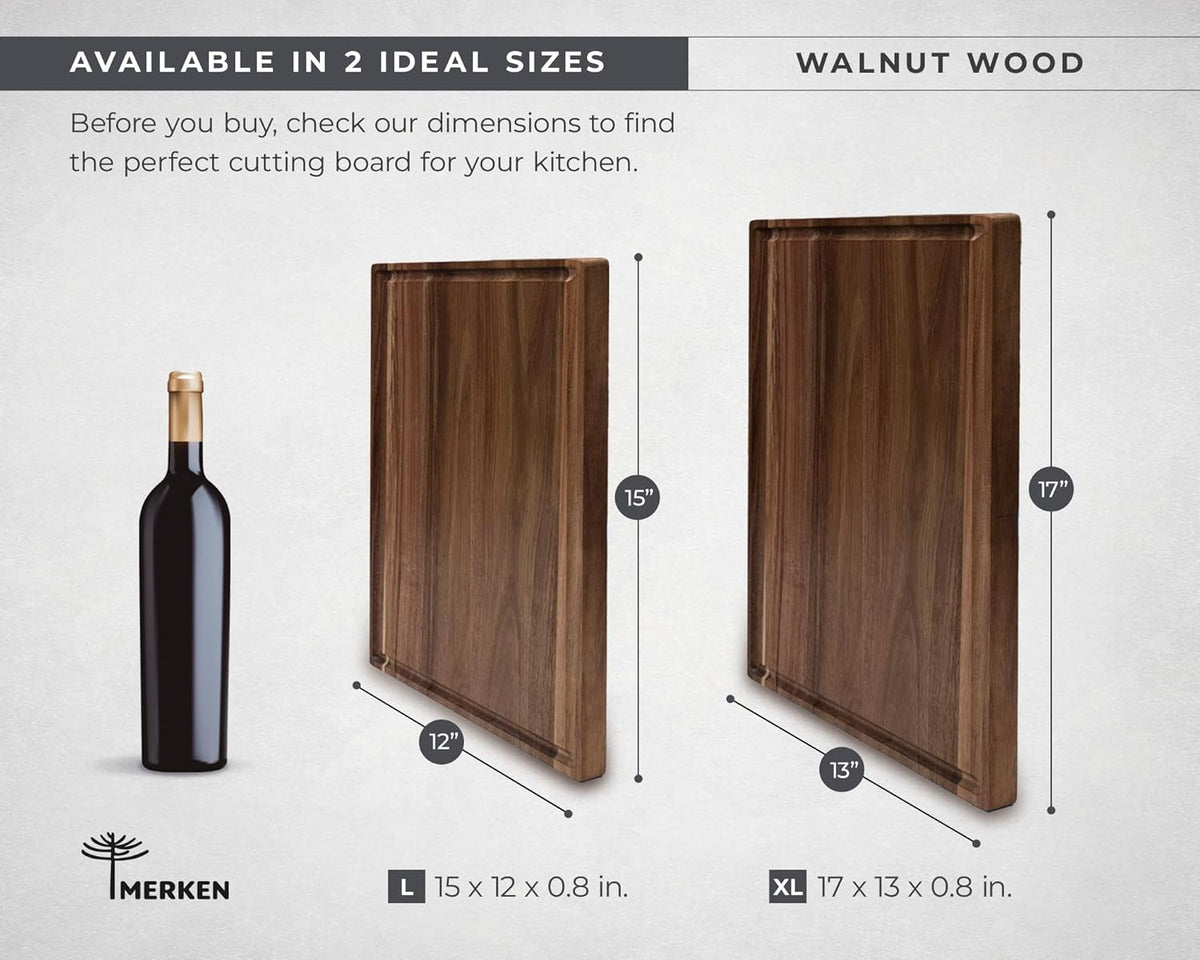 Premium Walnut Wood Cutting Board – Large End Grain Butcher Block – Reversible Chopping Board with Juice Groove – For Meat, Cheese, Veggies, Charcuterie – Knife Friendly Kitchen Essential
