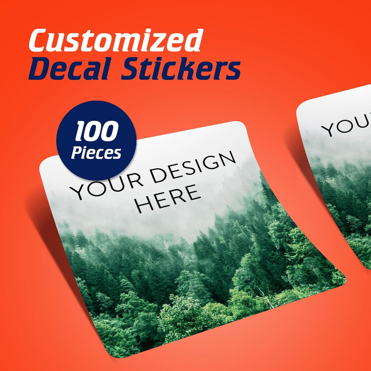 100 Custom Vinyl Stickers - Upload Your own Image, Text, Design, Logo - Personalized Logo Labels for Handmade, Packaging, Bottle, Jars, Candle, Brand Stickers (Foggy Valley, 2x2 Square)